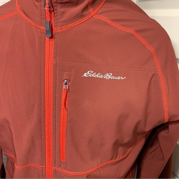 Eddie Bauer Active Zip Sweater Jacket Sz M Burnt Orange Brown Light Sports Top - Picture 4 of 15